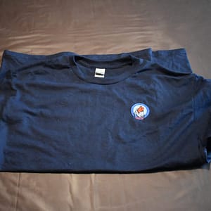 Great looking 50/50 dry blend t-shirt logo on chest