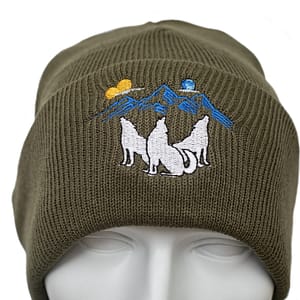Wolves Mountain Hat Hunter Green - White Wolves