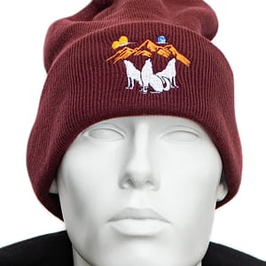 Wolves Mountain Hat Maroon - White Wolves